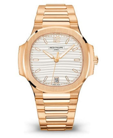 Patek Philippe Ladies Rose Gold Nautilus White Silver Opaline Dial Tiffany Papers 7118/1R-001 - WatchesOff5th